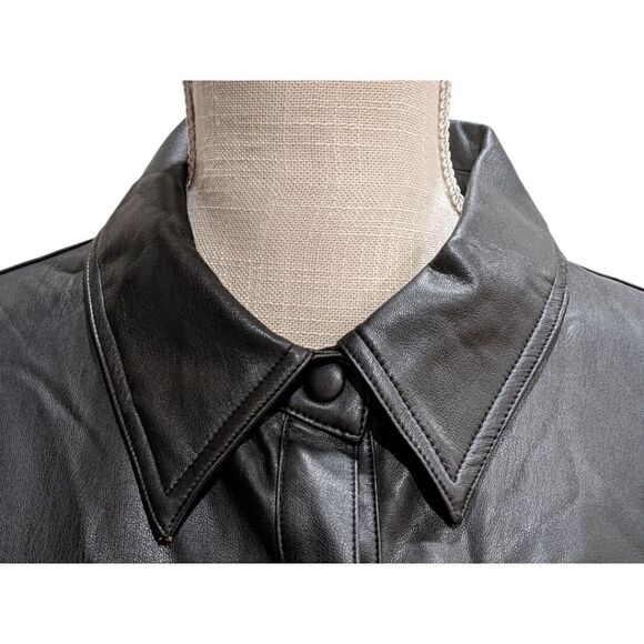 Sanctuary Women's Black Faux Leather Coat Size M - Picture 9 of 13